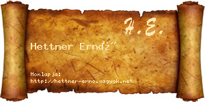 Hettner Ernő névjegykártya